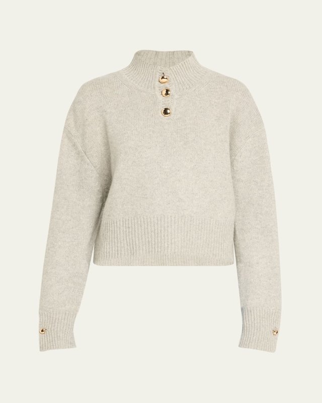 Rowe Macroon-Button Crop Henley Sweater